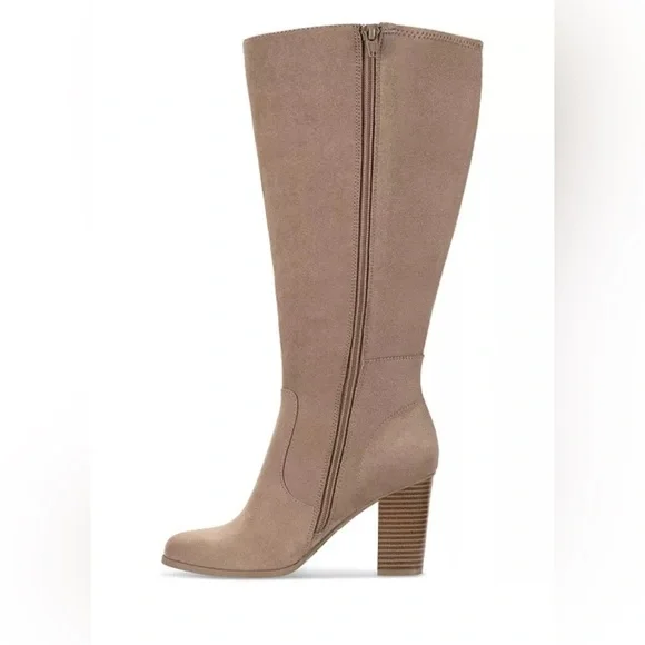 Macy’s Style & Co Extra Wide Calf Knee-High Dress Boots, Tan Faux Suede Size 11W - Picture 5 of 7